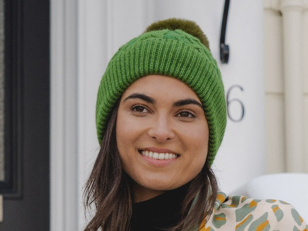Fern Green Knitted Bobble Hat