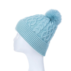 Ice Blue Knitted Bobble Hat