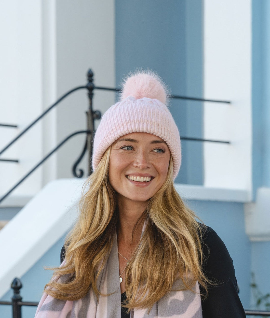 Marshmallow Pink Knitted Bobble Hat
