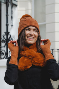 Nutmeg Brown Knitted Bobble Hat
