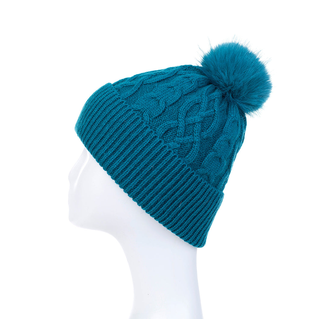 Peacock Knitted Bobble Hat