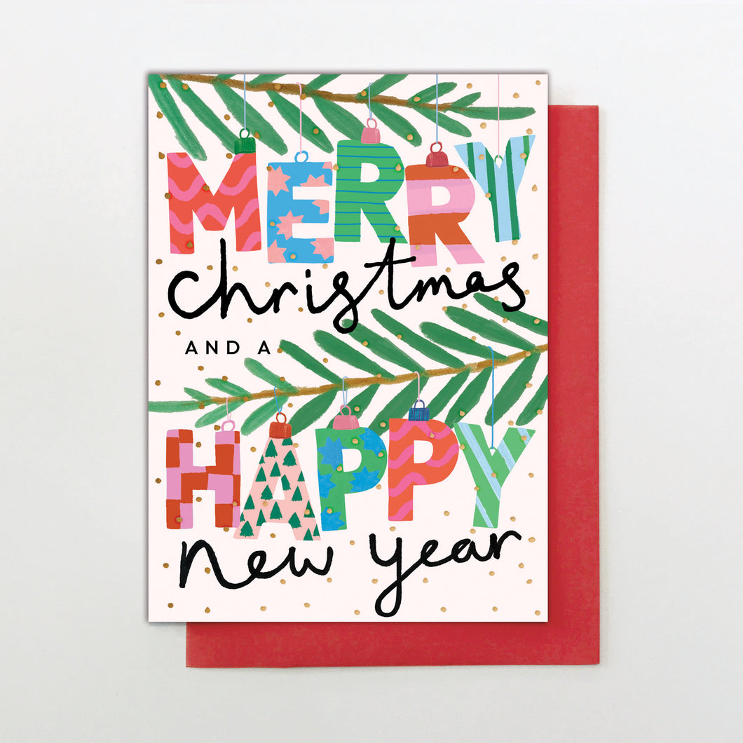 Christmas Card - Merry baubles