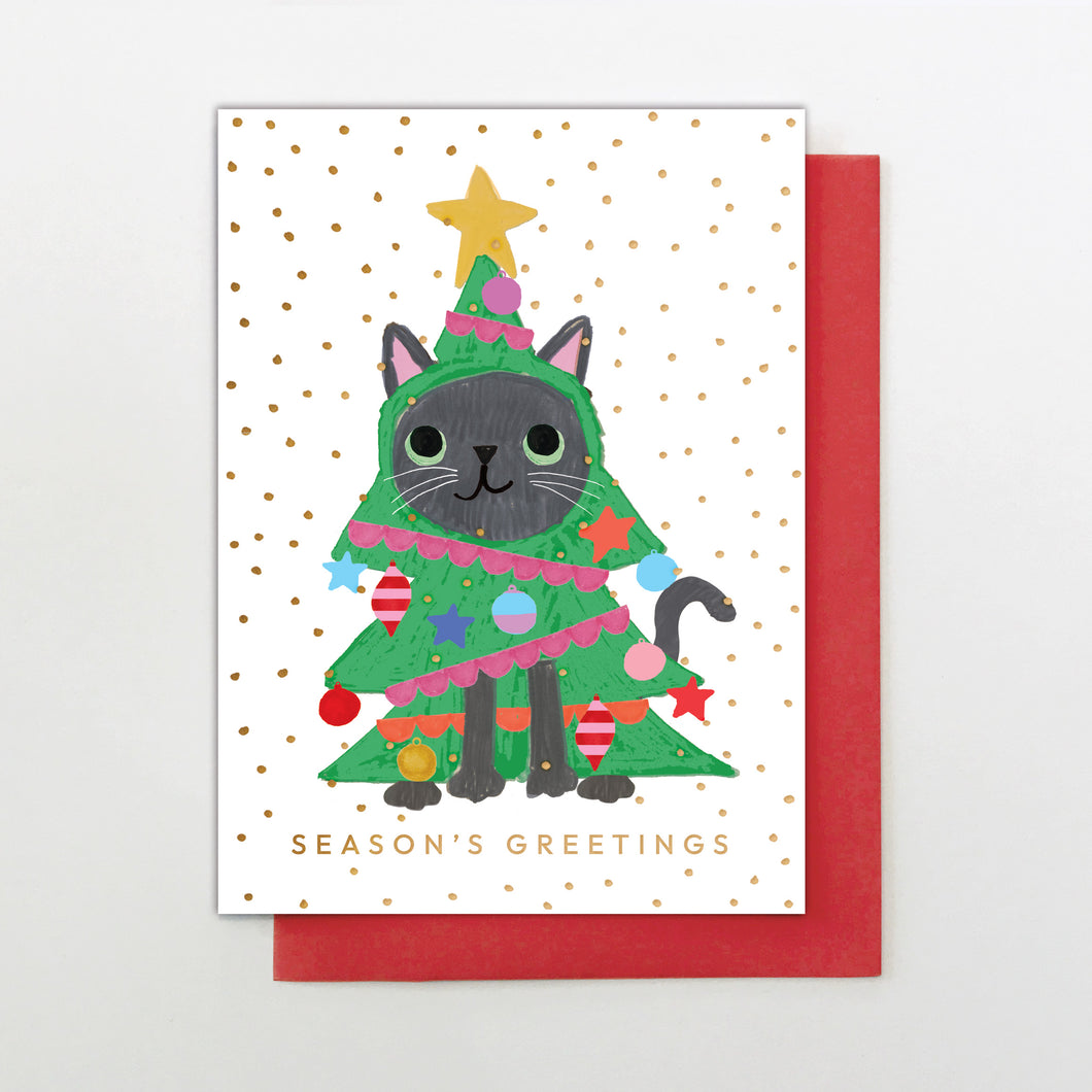 Christmas Card - Christmas tree cat