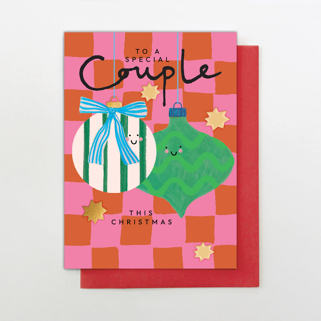 Christmas Card - Special couple baubles