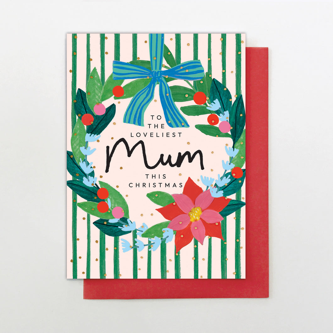 Christmas Card - Mum Xmas wreath
