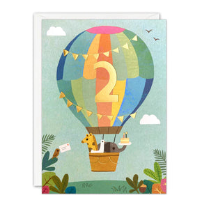 Air Balloon 2nd Birthday card