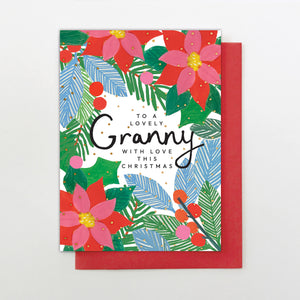 Christmas Card - Granny Christmas leaves