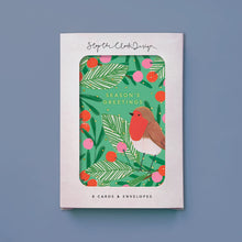 Load image into Gallery viewer, Christmas Card Pack of 8 - Robin in berries
