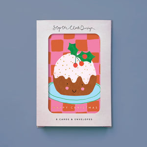 Christmas Card Pack of 8 - Happy Xmas pud