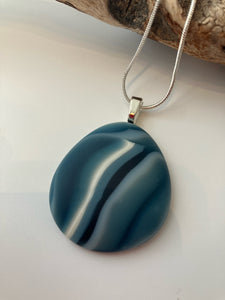 Glass pebble style pendant on necklace chain #137