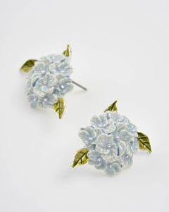 Enamel Hydrangea Earrings Silver