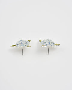 Enamel Hydrangea Earrings Silver