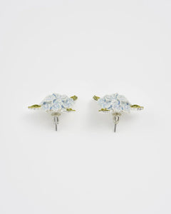 Enamel Hydrangea Earrings Silver