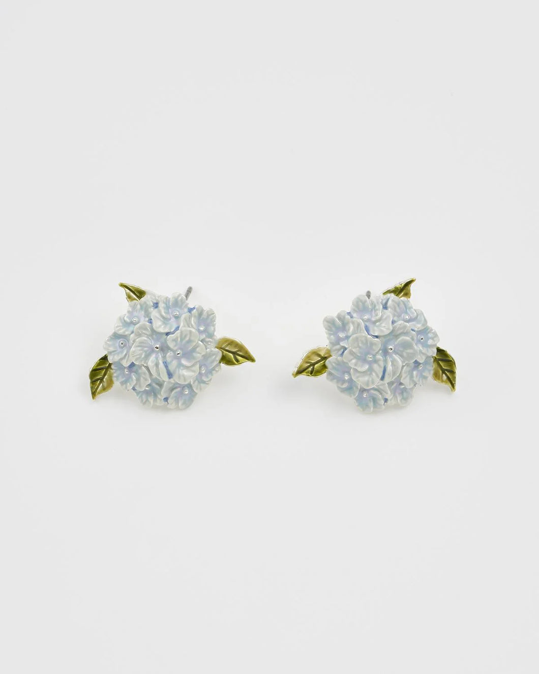 Enamel Hydrangea Earrings Silver