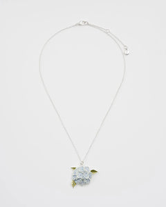 Enamel Hydrangea Necklace Silver