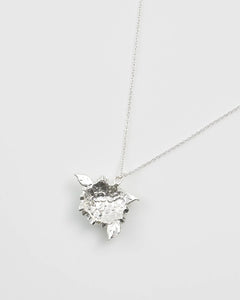 Enamel Hydrangea Necklace Silver