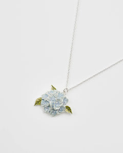 Enamel Hydrangea Necklace Silver