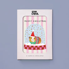 Load image into Gallery viewer, Christmas Card 8pk. Guinea Pig Snowglobe
