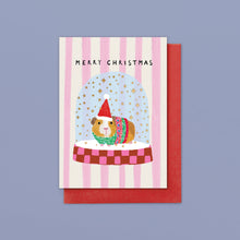 Load image into Gallery viewer, Christmas Card 8pk. Guinea Pig Snowglobe
