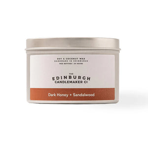 Dark Honey + Sandalwood Tin Candle - 35 hour - The Edinburgh Candlemaker Co