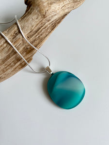 Glass pebble style pendant on necklace chain #184