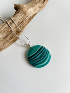 Glass pebble style pendant on necklace chain #187