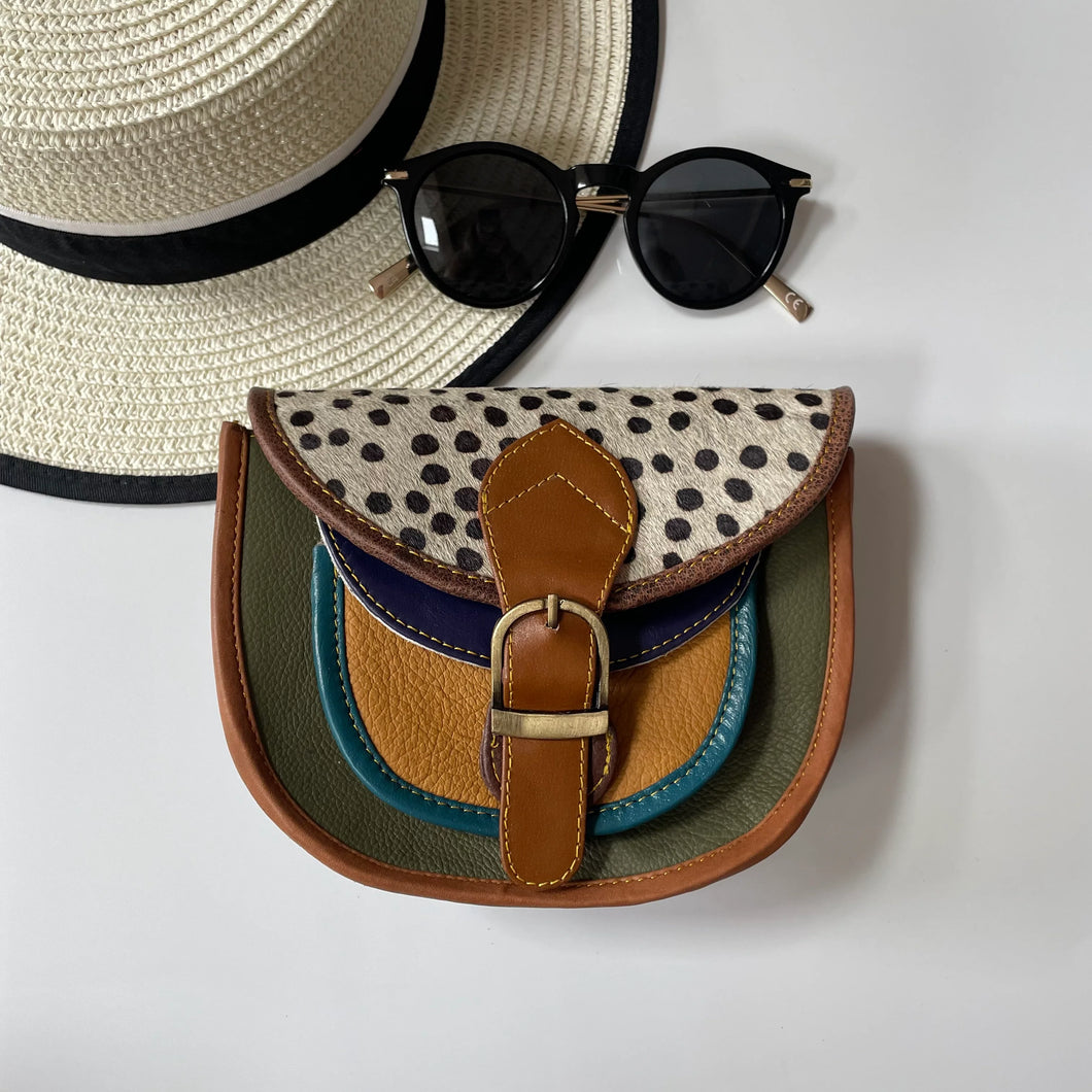 Olivia Olive Spot Upcycled Leather Handbag