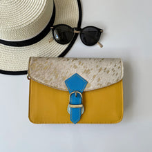 Load image into Gallery viewer, Nancy Yellow Metallic Upcycled Leather Handbag
