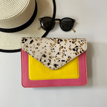 Load image into Gallery viewer, Amy Pink Yellow Speckle Upcycled Leather Handbag
