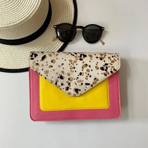 Amy Pink Yellow Speckle Upcycled Leather Handbag