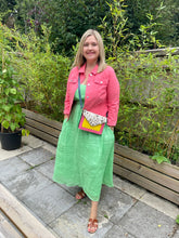 Load image into Gallery viewer, Amy Pink Yellow Speckle Upcycled Leather Handbag
