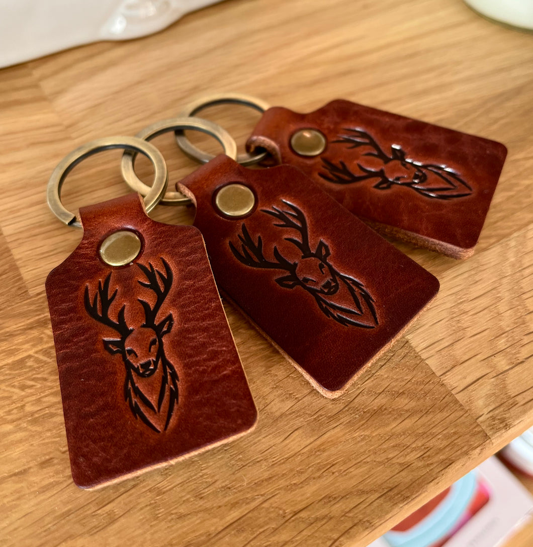 Leather Keyring - Stag - Dark Tan