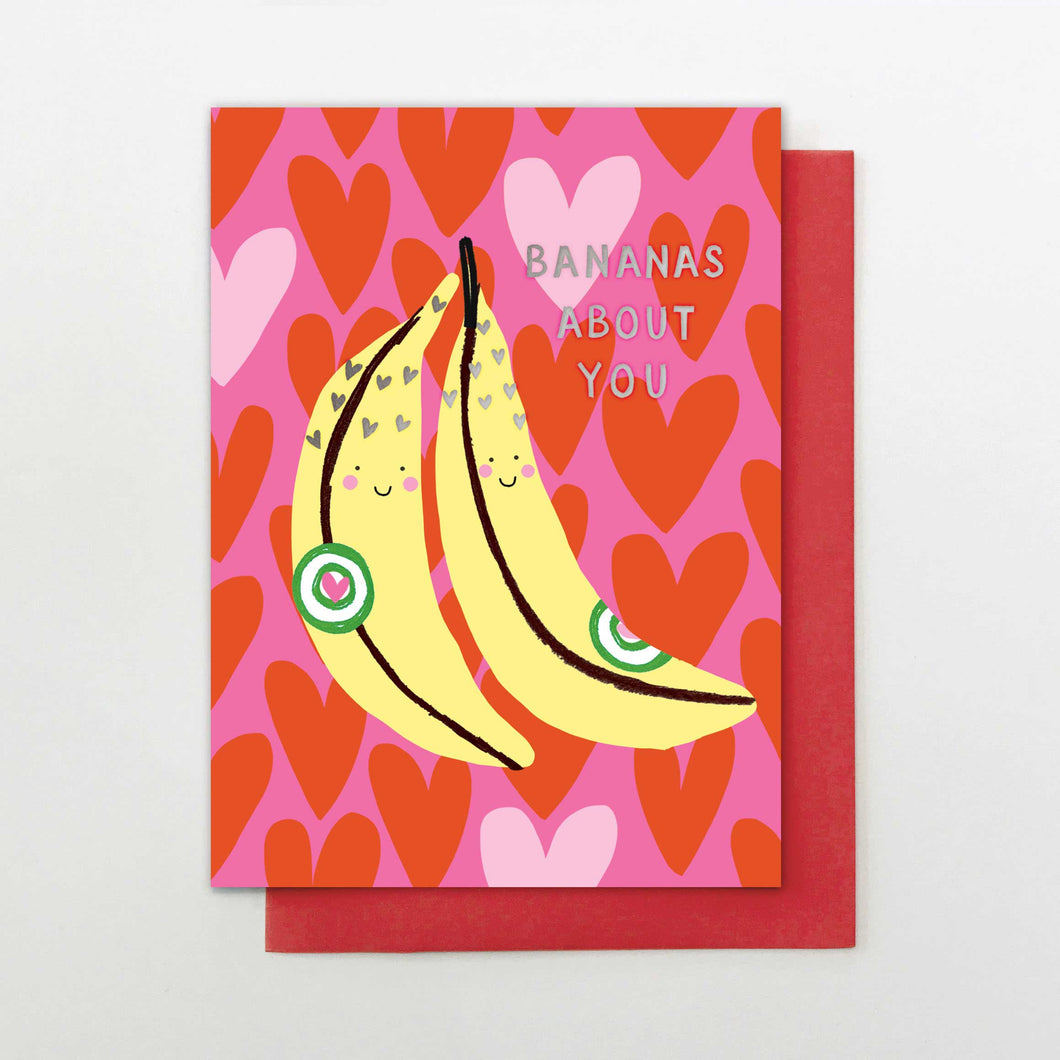 Bananas About You Valentine card
