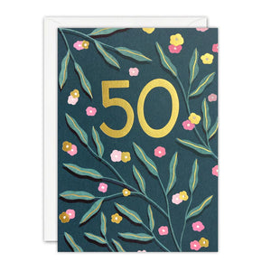 Botanical 50th Birthday card