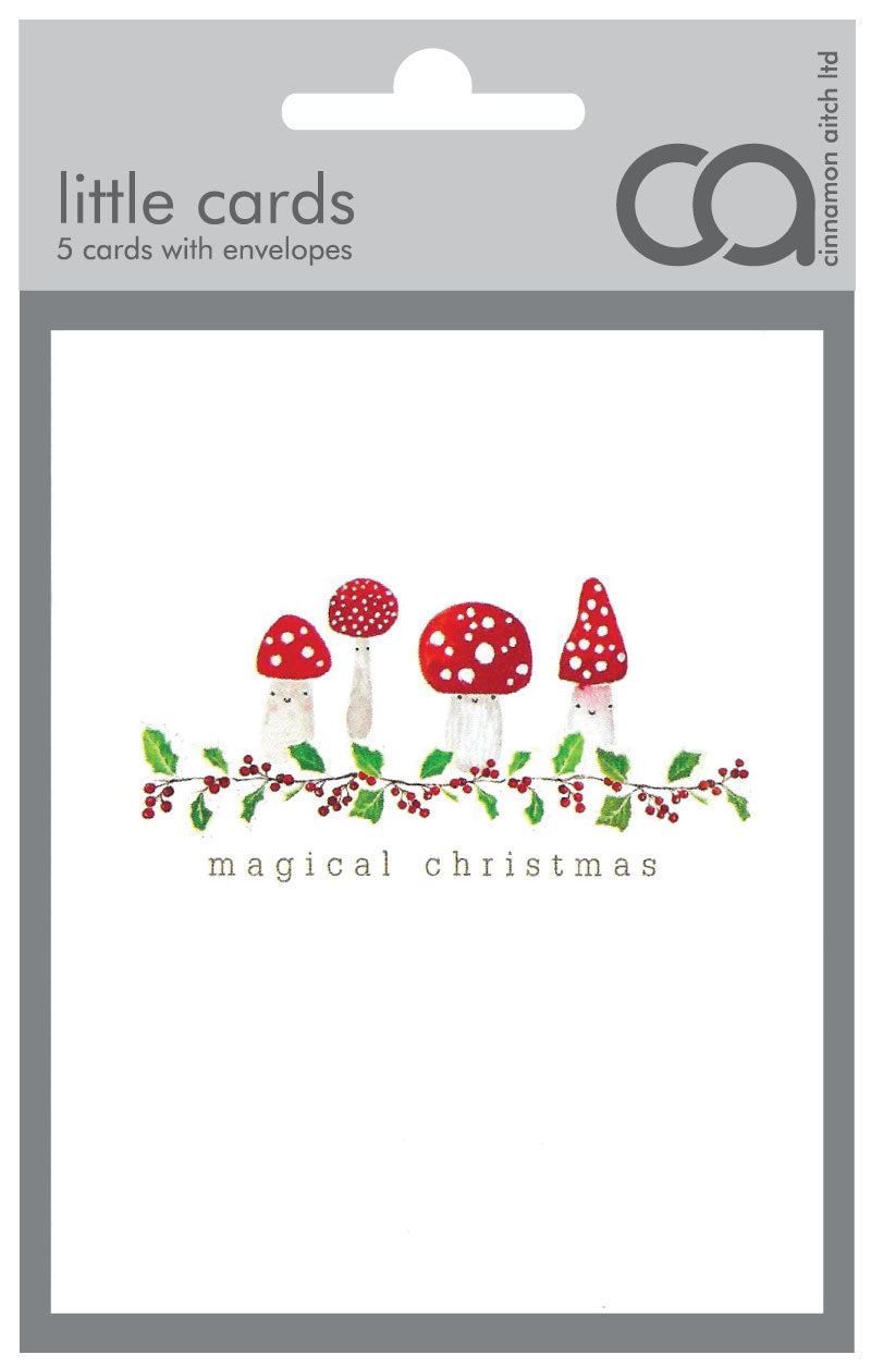 Christmas Card Pack of 5 - Mushrooms