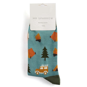 Mr Sparrow mens bamboo socks camping duck egg