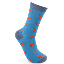 Load image into Gallery viewer, Mr Sparrow mens bamboo socks crabs sky blue
