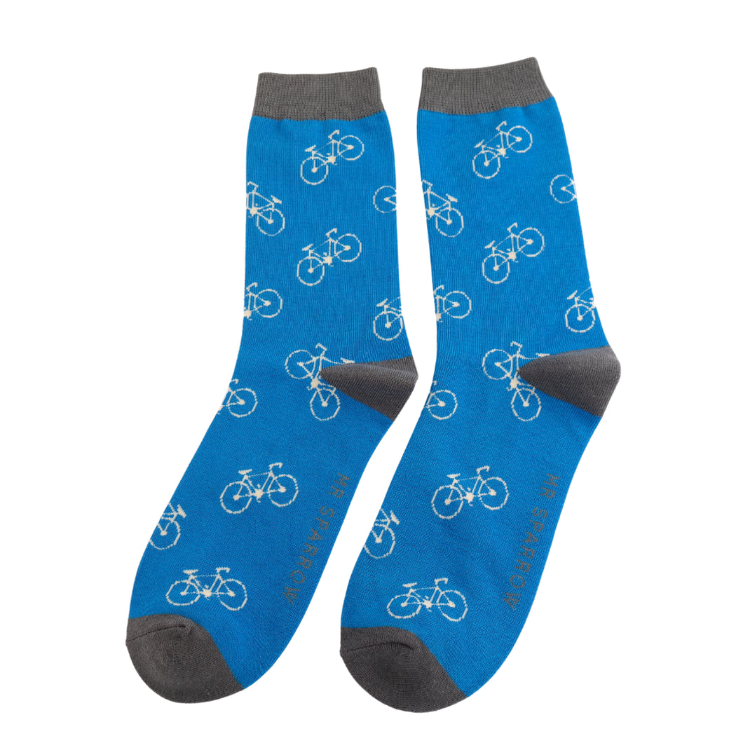 Mr Sparrow mens socks bikes blue