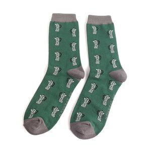 Mr Sparrow men's bamboo socks Cafetiere green