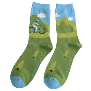 Mr Sparrow Men's Bamboo Mountain Biking Socks Sky