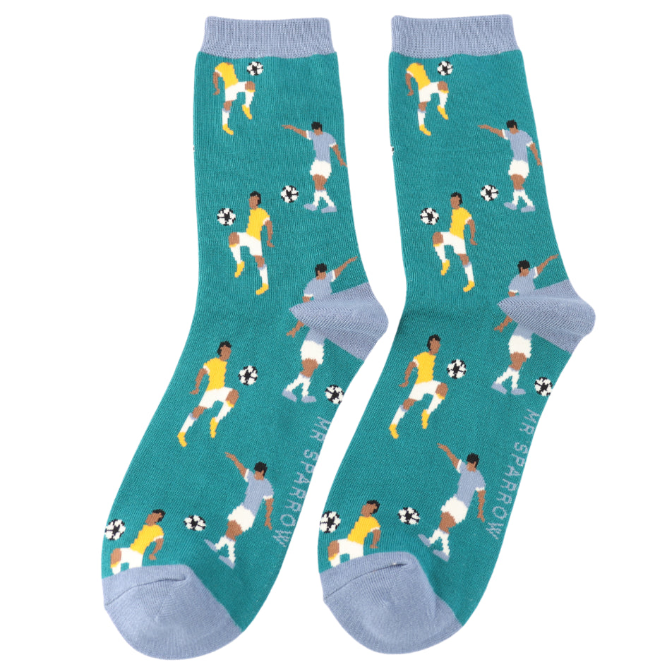 Mr Sparrow Men's Bamboo Footballers Socks Teal