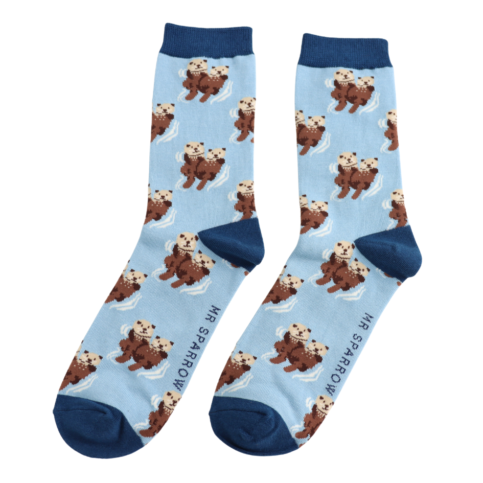 Mr Sparrow Otters mens socks dusky blue