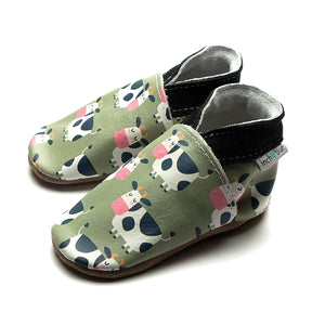 Inch Blue baby shoes - Moo - cows