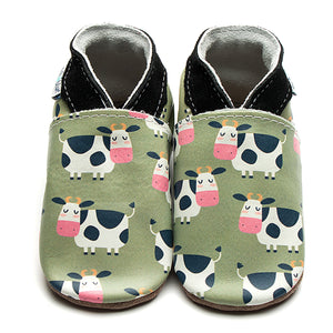 Inch Blue baby shoes - Moo - cows