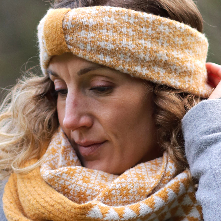 Mustard and white floral headband
