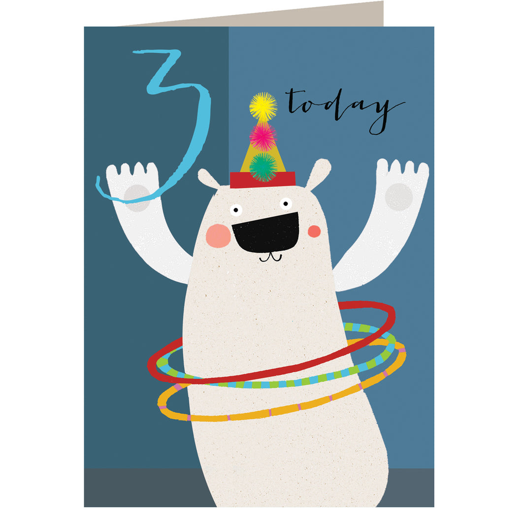Age 3 Polar Bear Birthday card
