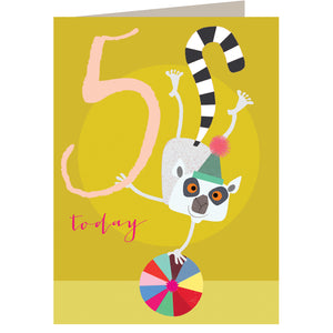 Age 5 Lemur Birthday card