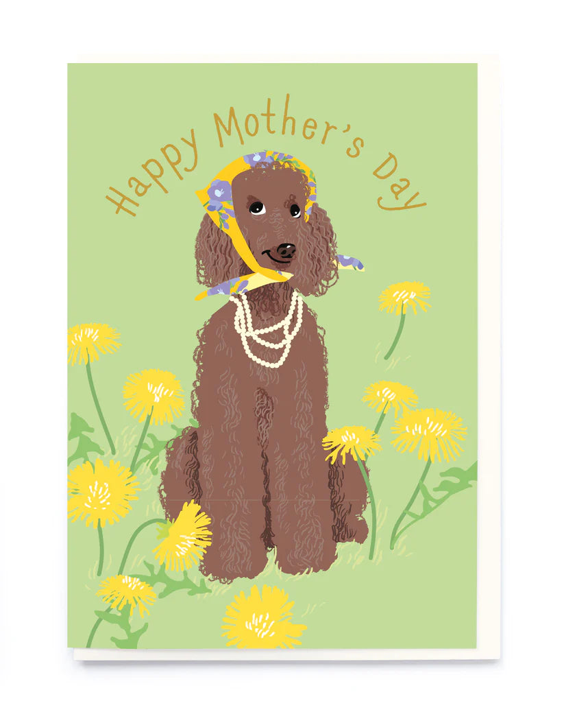 Brown Poodle Mother's Day card