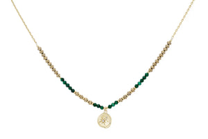 Allat Malachite and Gold Gemstone Necklace