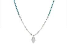Load image into Gallery viewer, Lieu Turquoise Healing Hand silver Necklace

